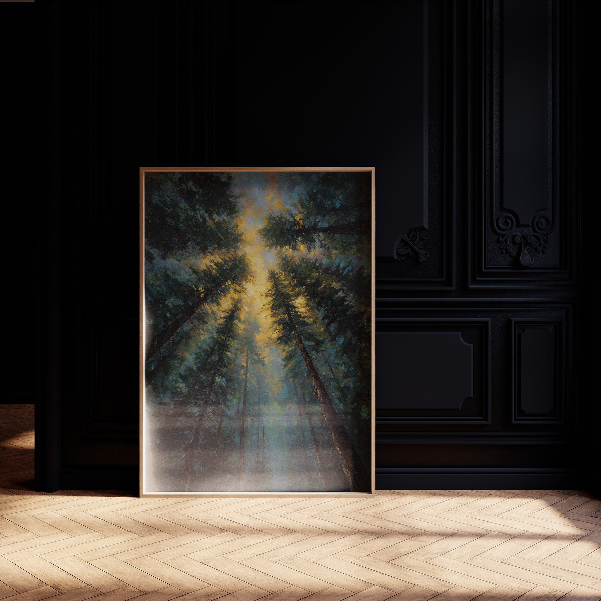 Sunbeams Pierce Ancient Forest Canopy