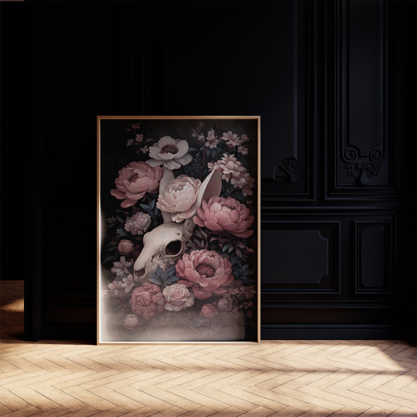 Skull Blossoms Against Velvet Night