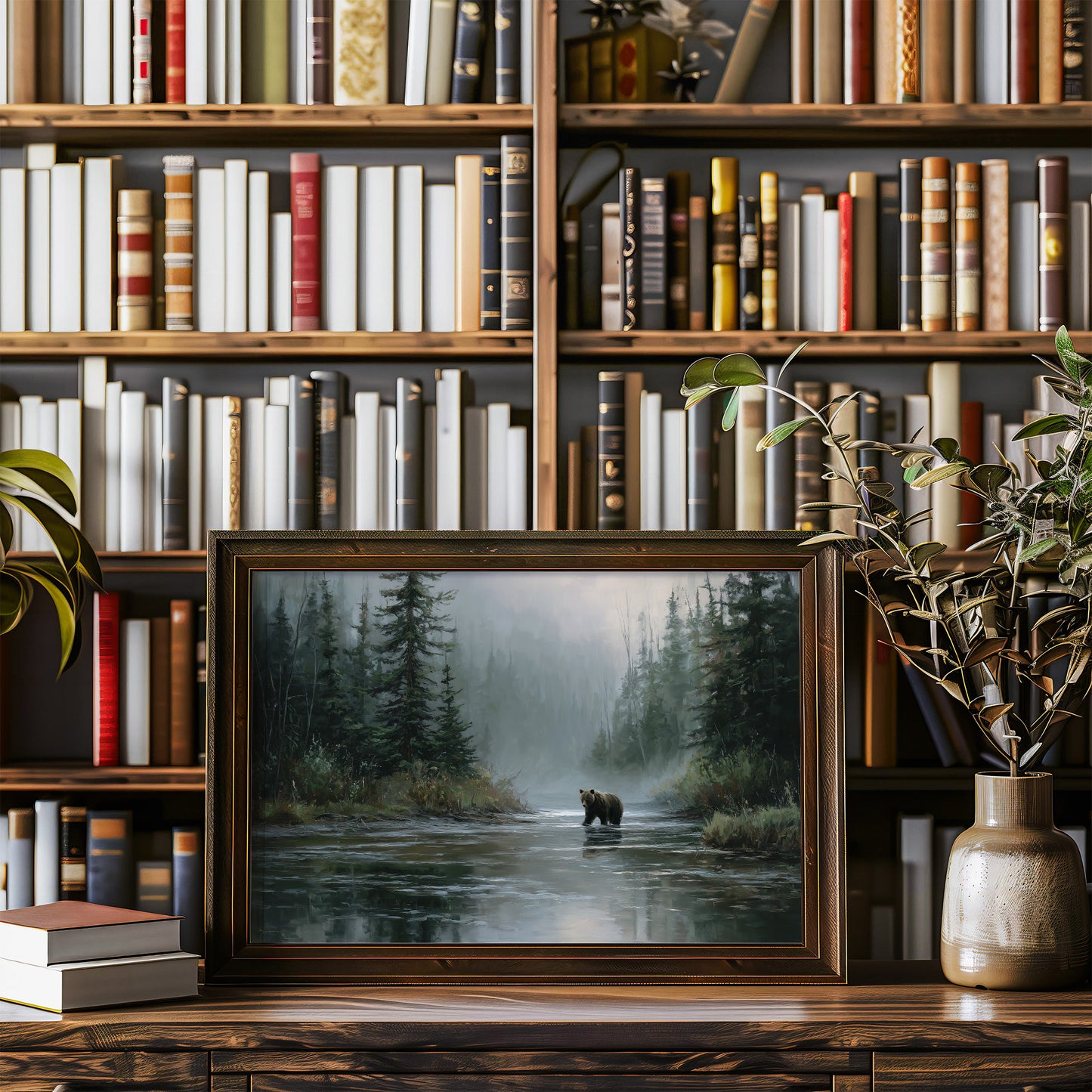 Misty River Meets Ancient Wanderer