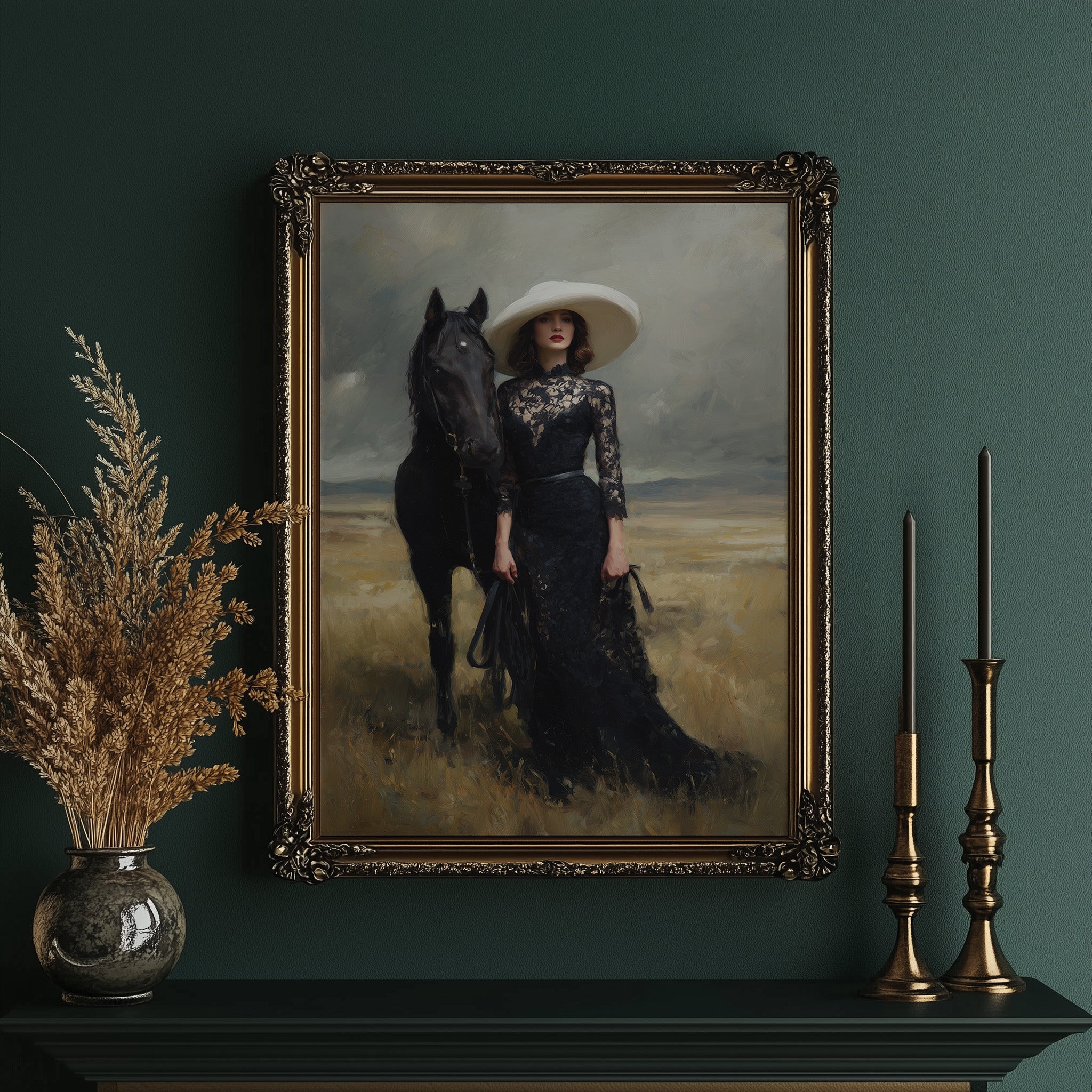 Ebony Steed Meets Golden Prairie
