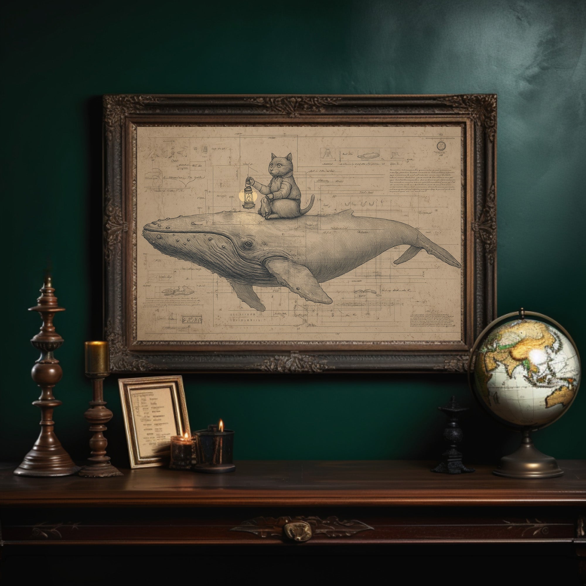 Cat Sailor Charts Ocean Dreams