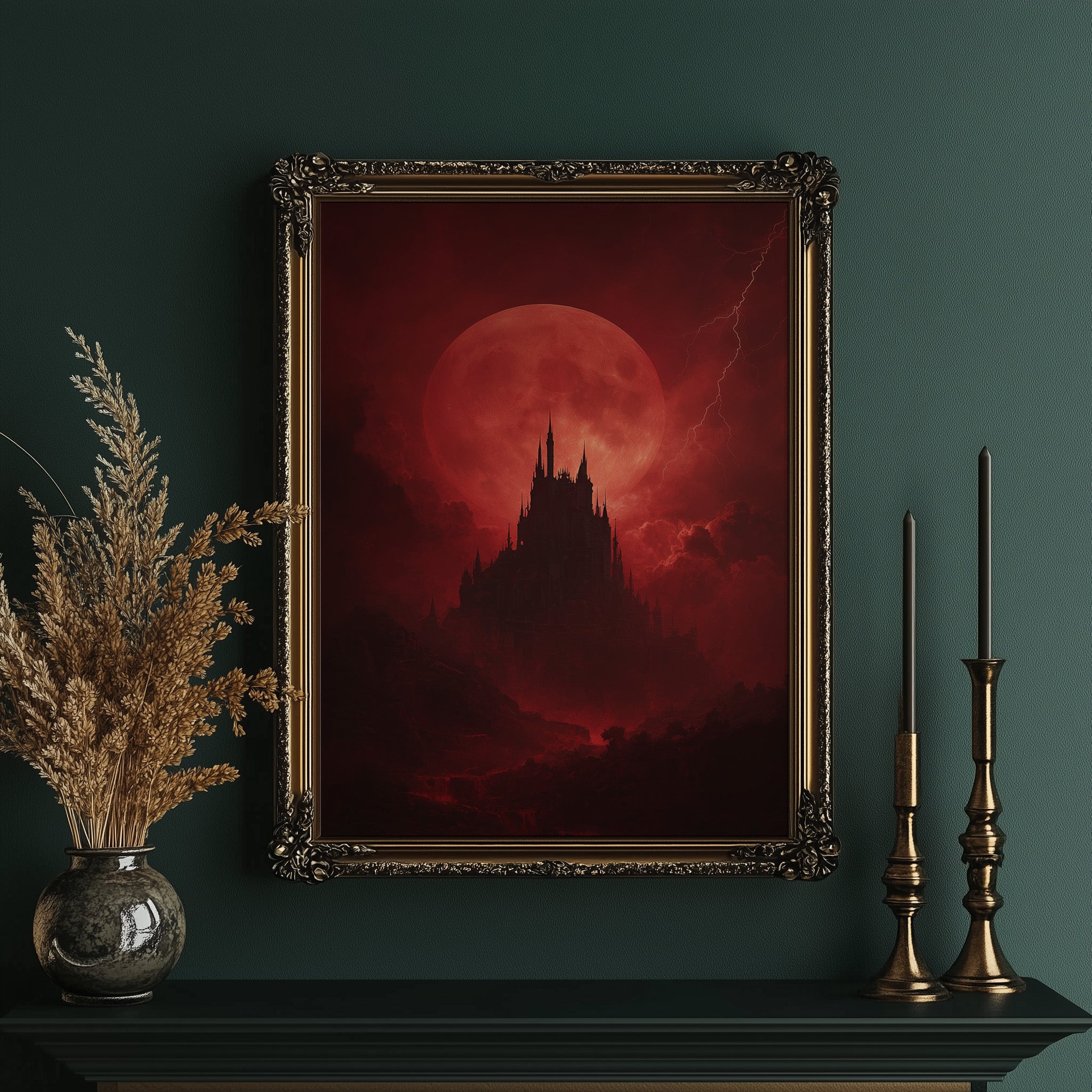 Crimson Castle Under Blood Moon