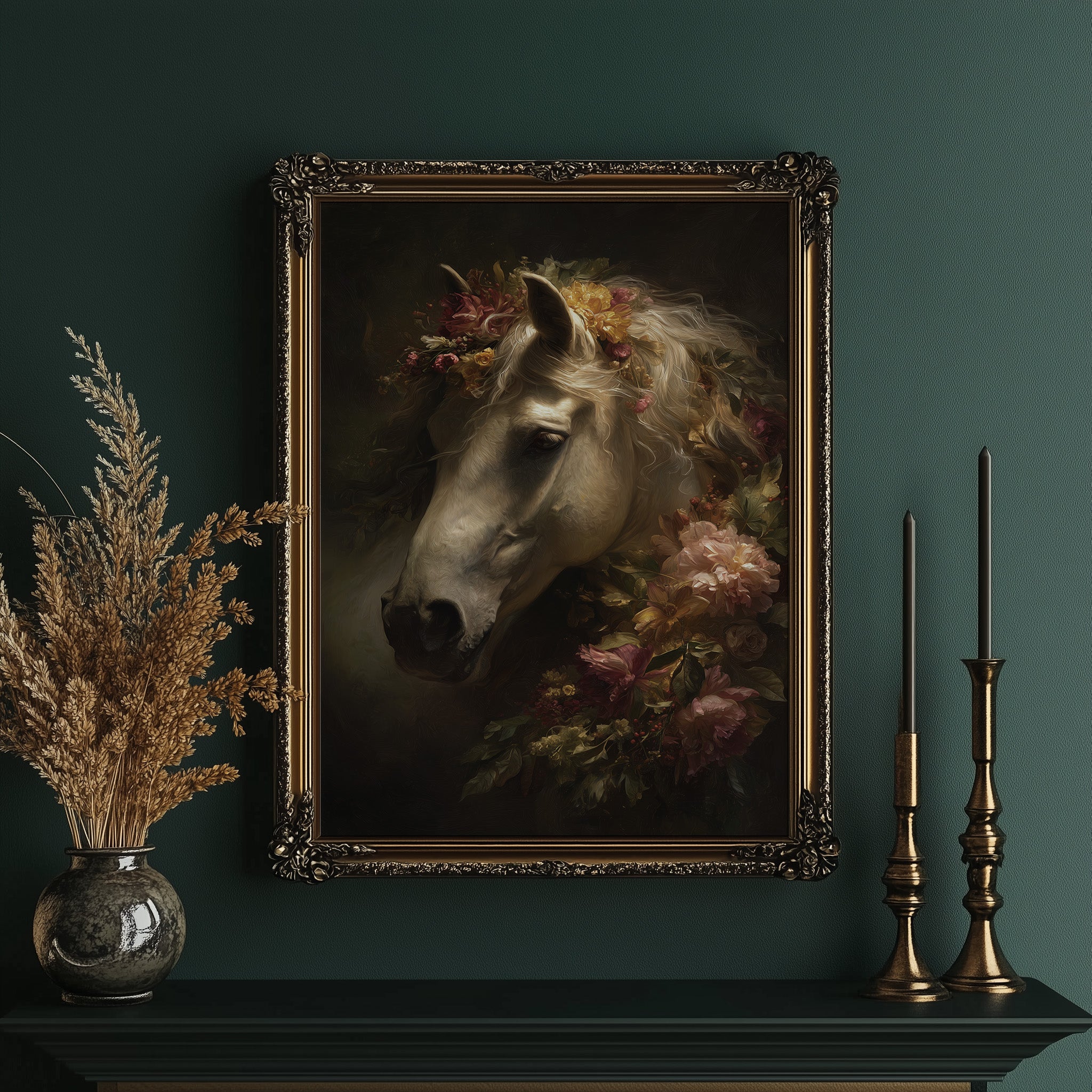 Noble Steed Adorned With Blossoms