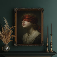 Crimson Blindfold Against Lace Collar