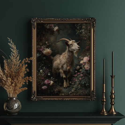 Noble Goat Among Faded Blooms