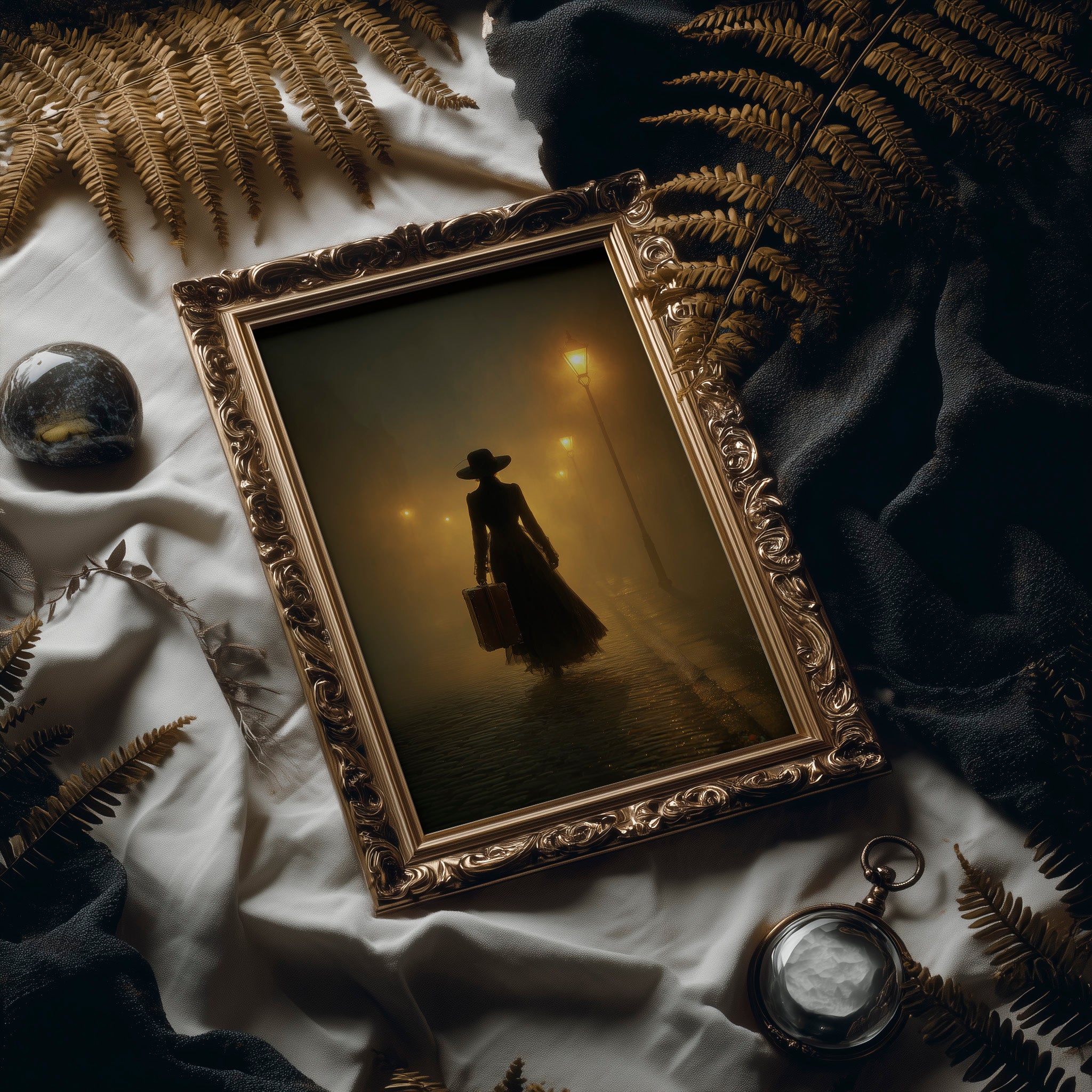 Mist Traveler Under Golden Lamps
