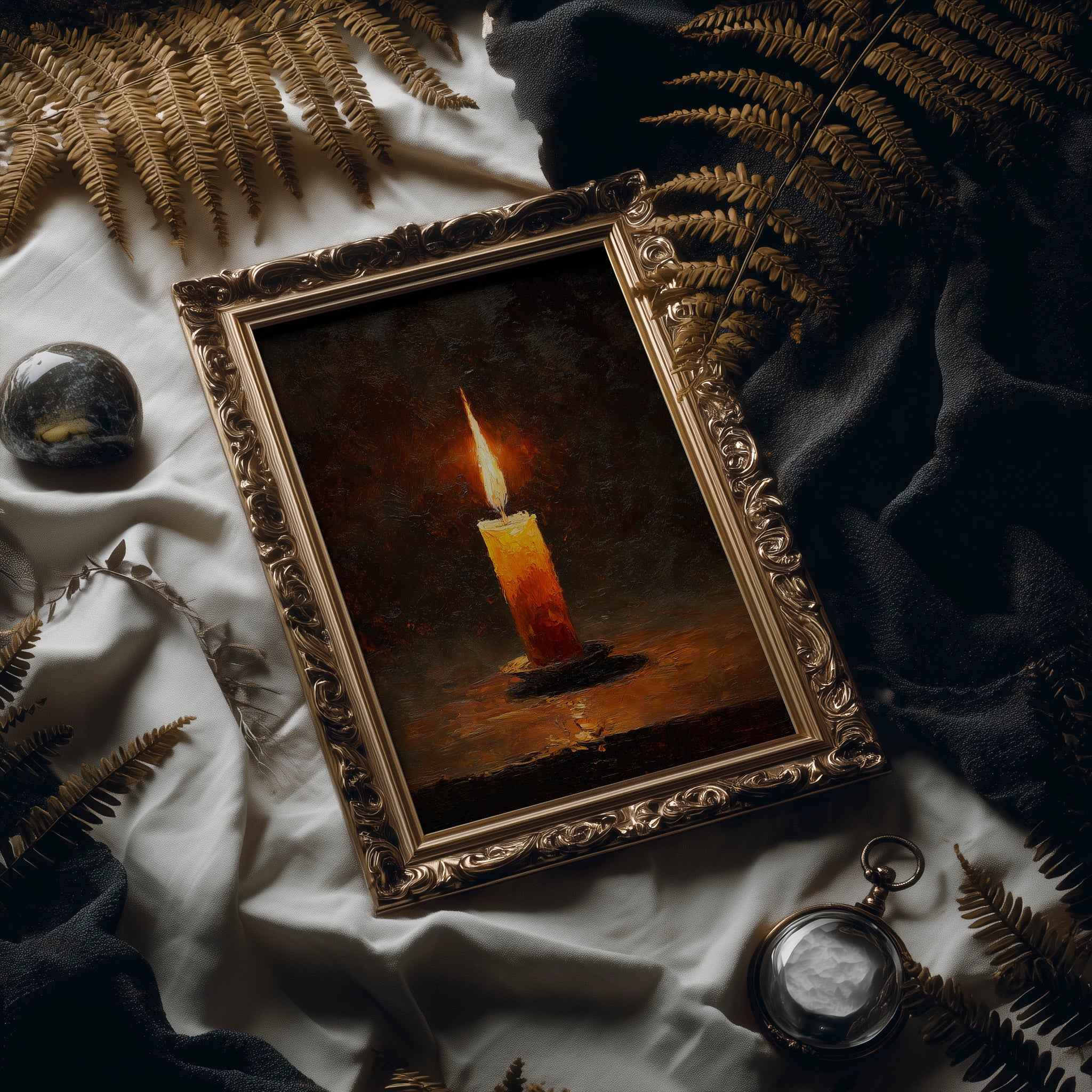 Amber Flame Against Darkness Waits