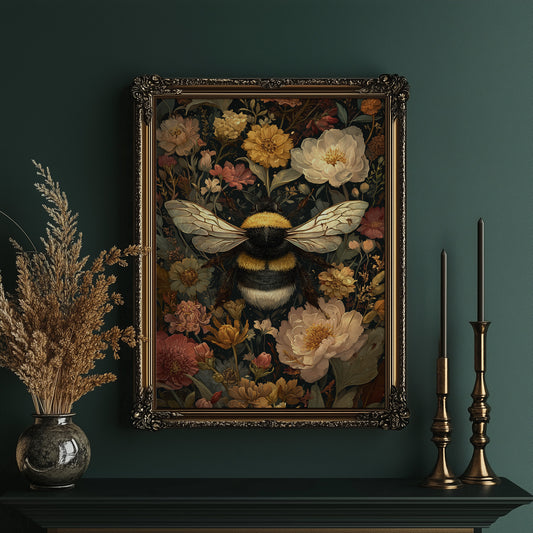 Bumblebee Among Vintage Blooms
