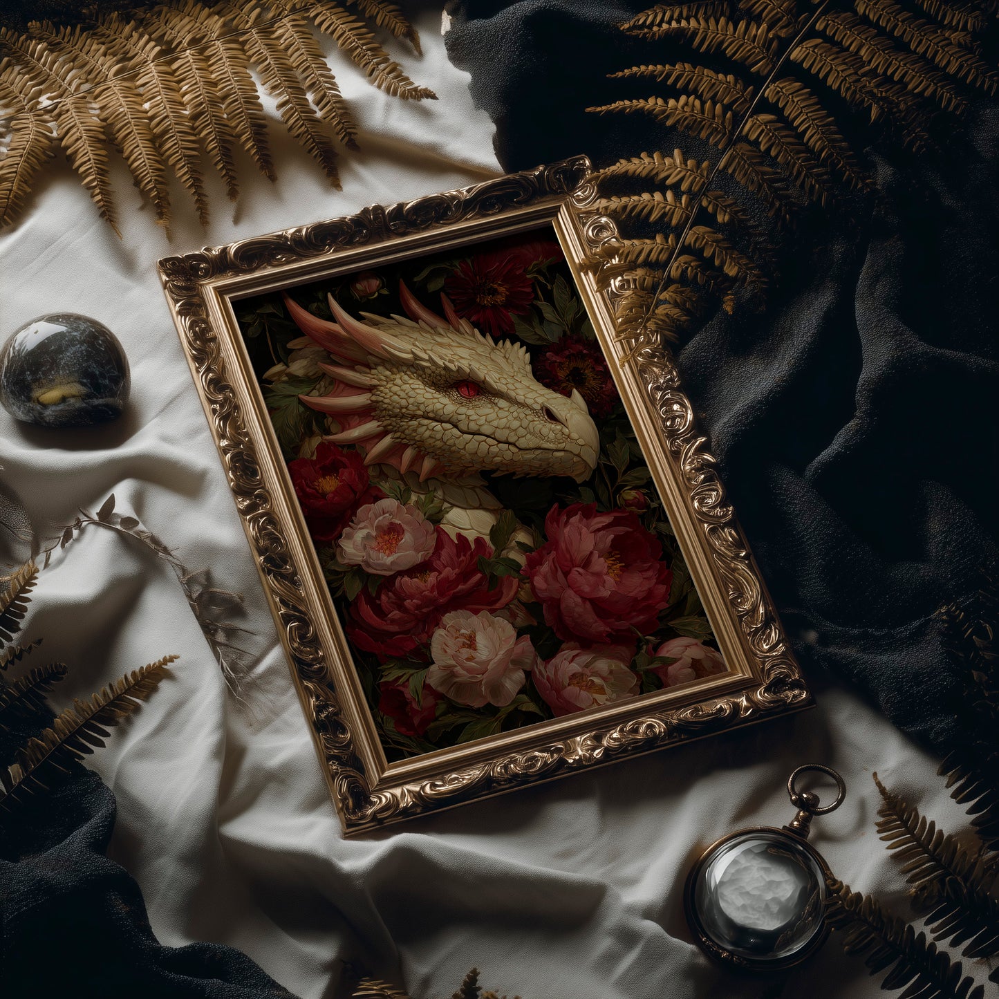 Ancient Scales Among Velvet Blooms