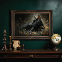 Midnight Prowler Among Wildflowers