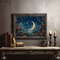 Golden Crescent Among Midnight Blooms