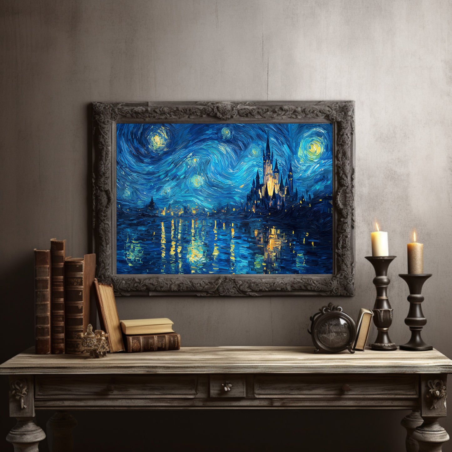 Castle Dreams Under Swirling Skies