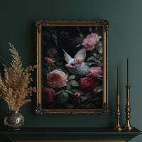 Pale Creature Among Blooming Roses