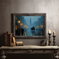 Lantern Mist On Cobblestone Passage