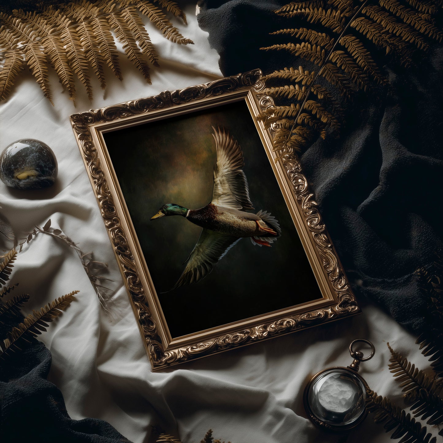 Mallard Rising On Bronze Air