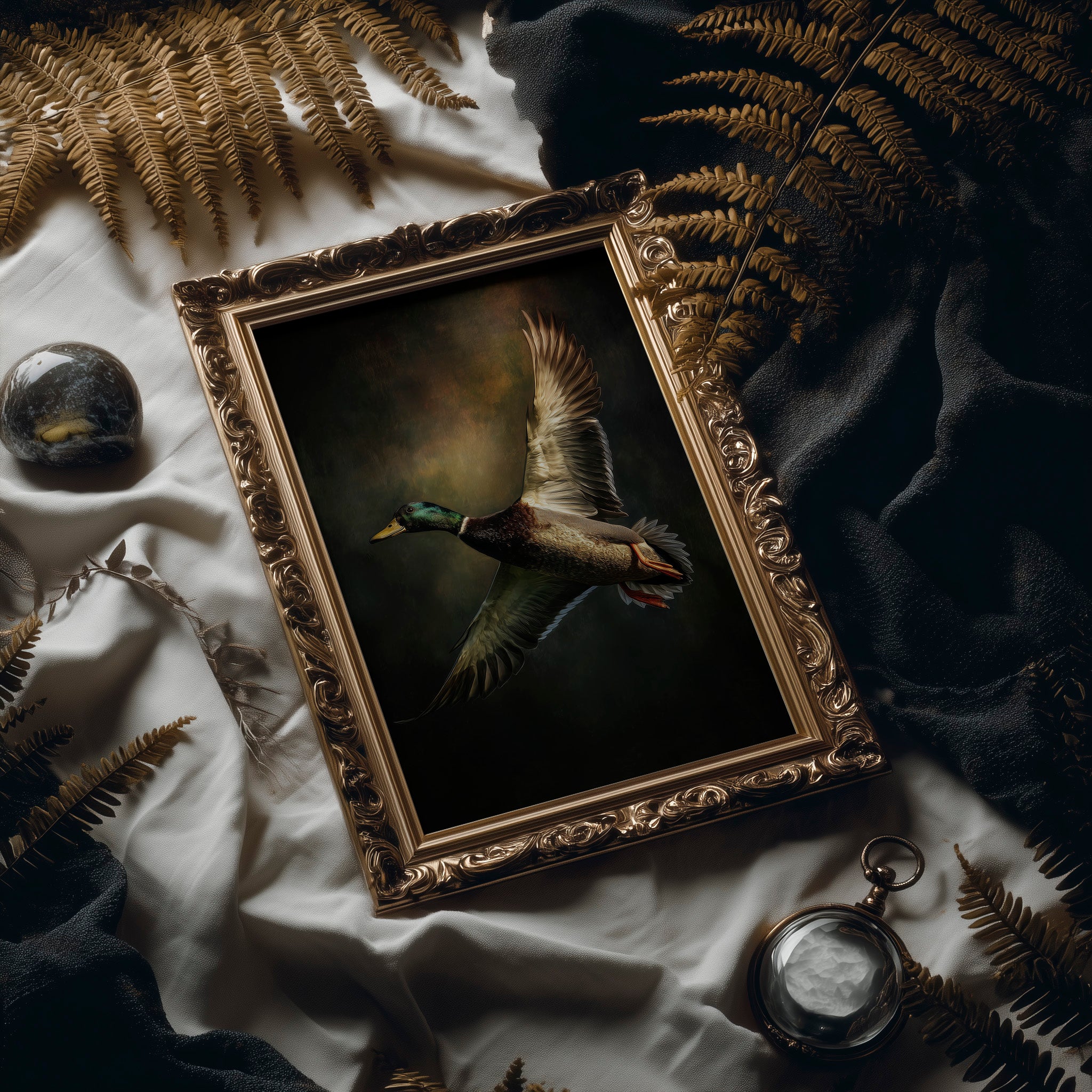 Mallard Rising On Bronze Air