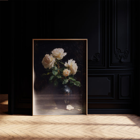 Pale Blooms Against Midnight Walls