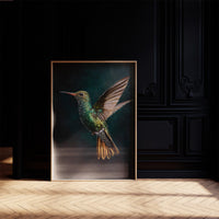Jeweled Flight Against Midnight Teal