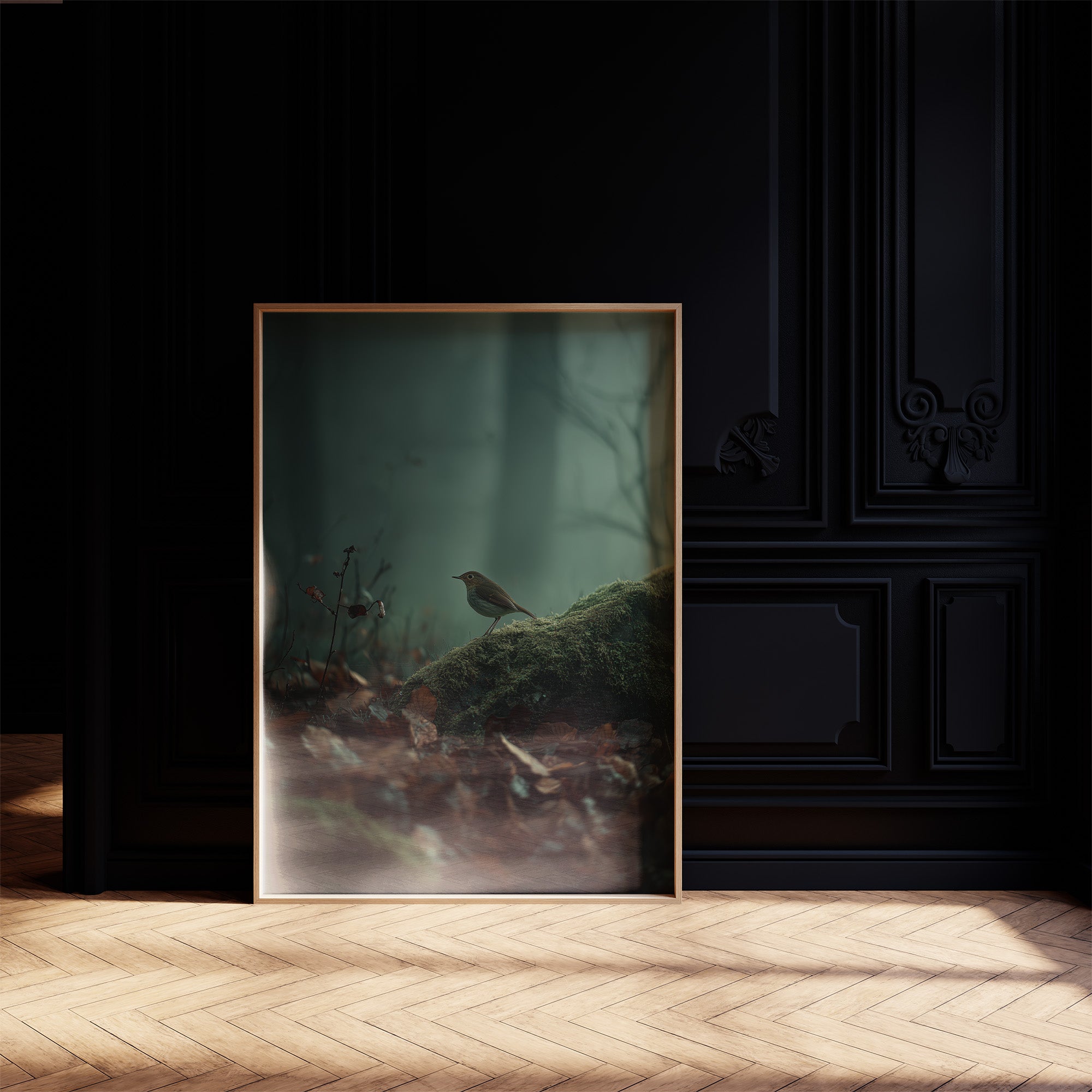 Solitary Songbird In Misty Forest