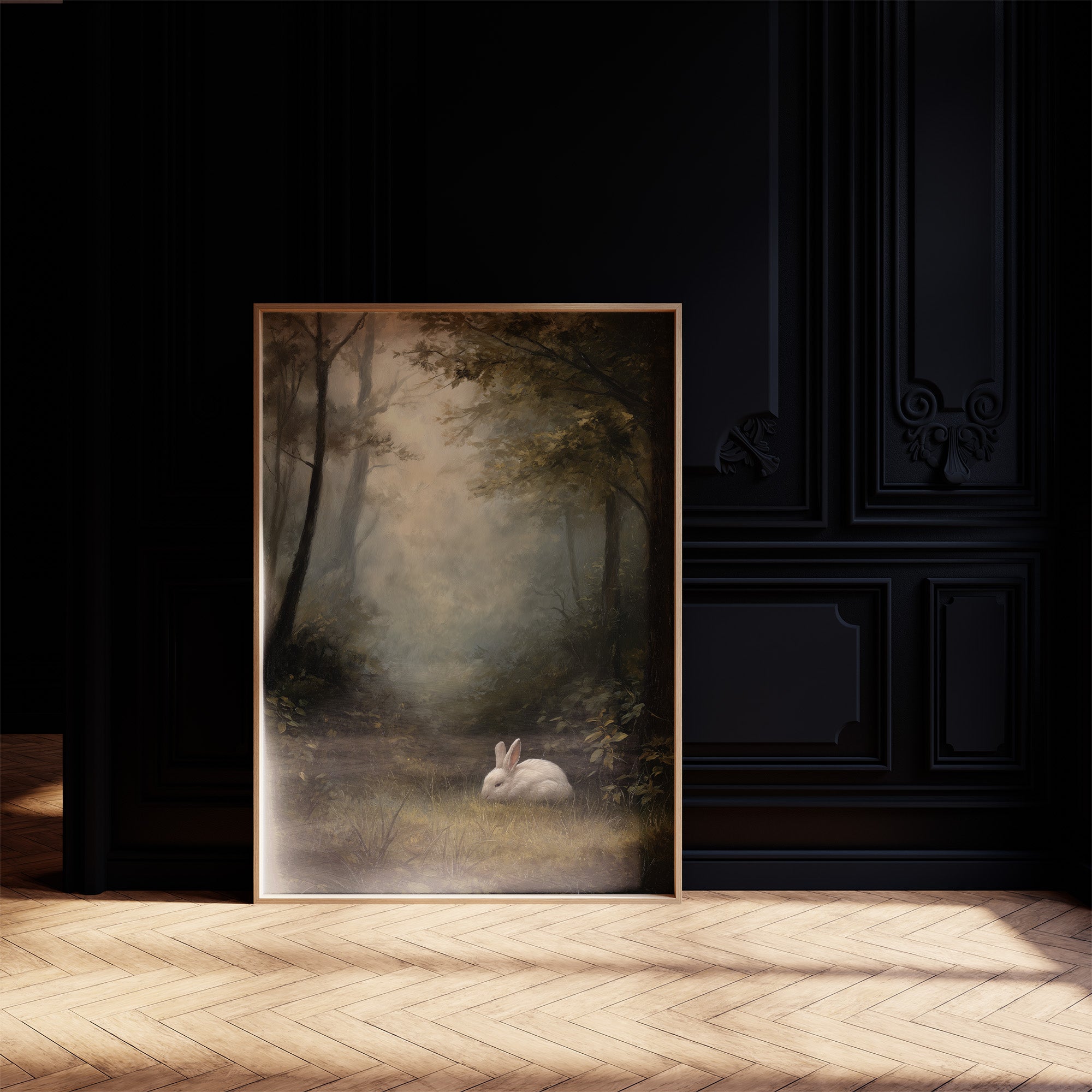 White Rabbit In Forest Haze