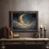 Crescent Dreams Among Starry Skies