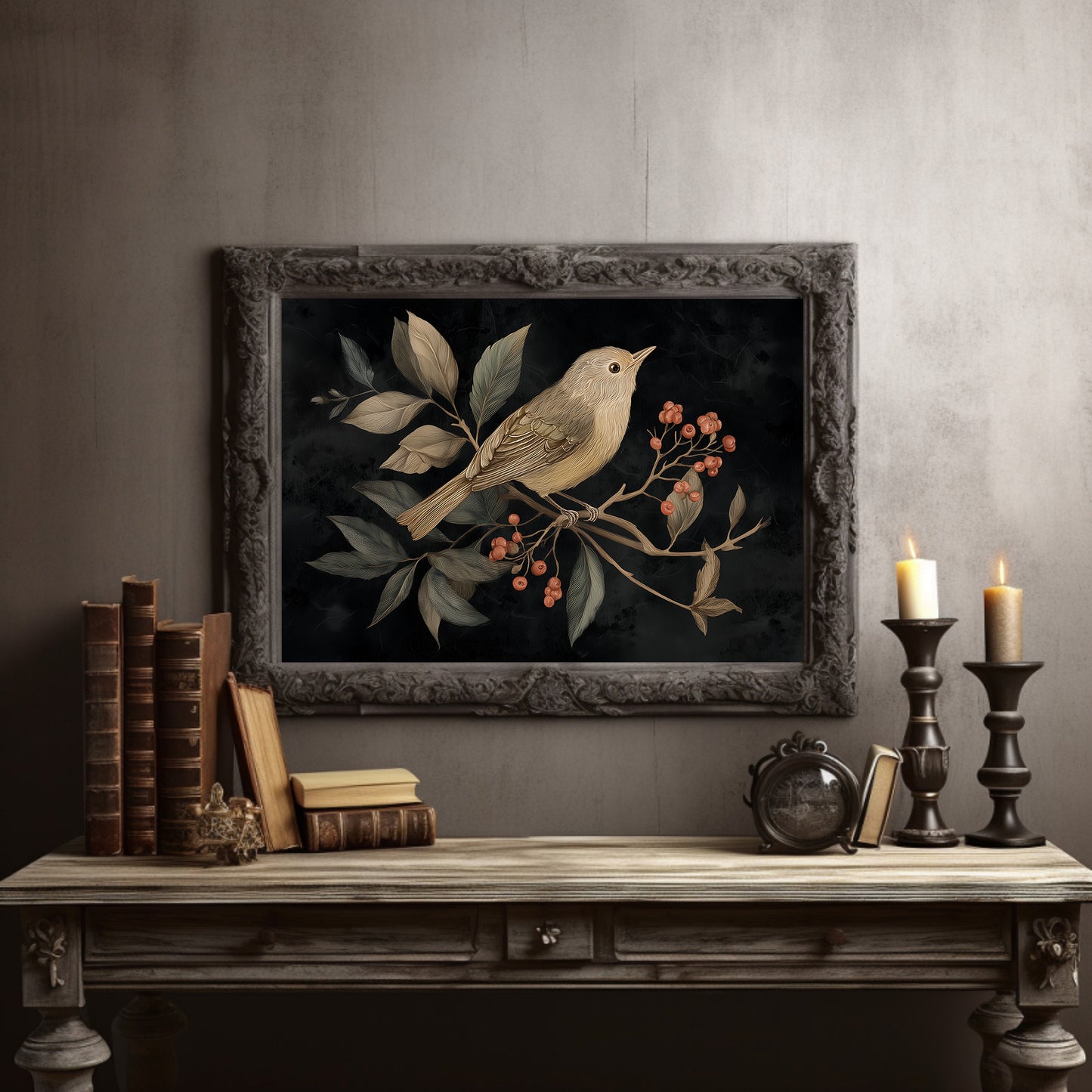 Songbird Among Autumn Berries