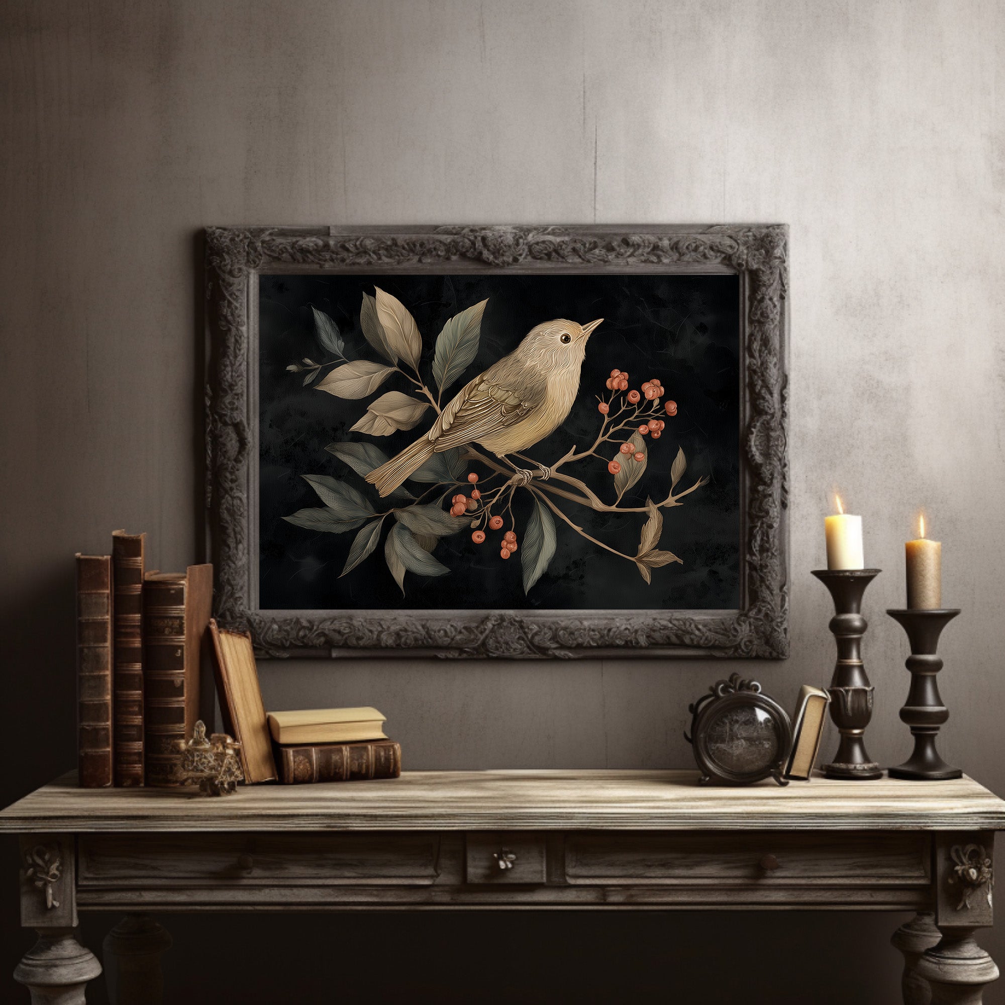 Songbird Among Autumn Berries