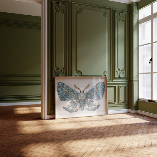 Azure Wings Among Leather Spines