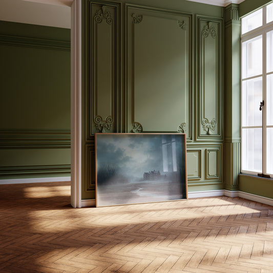 Forgotten Manor Under Stormy Skies