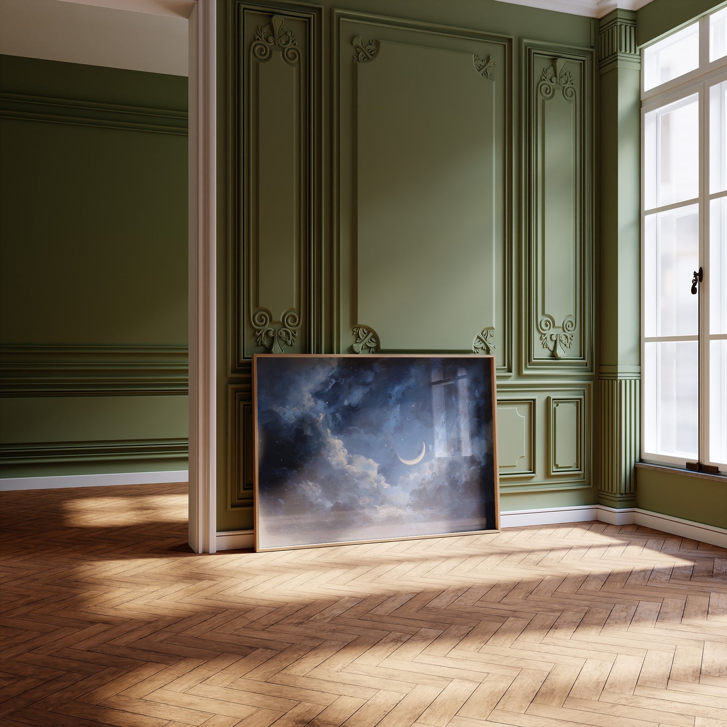 Sliver Moon Among Stormy Clouds