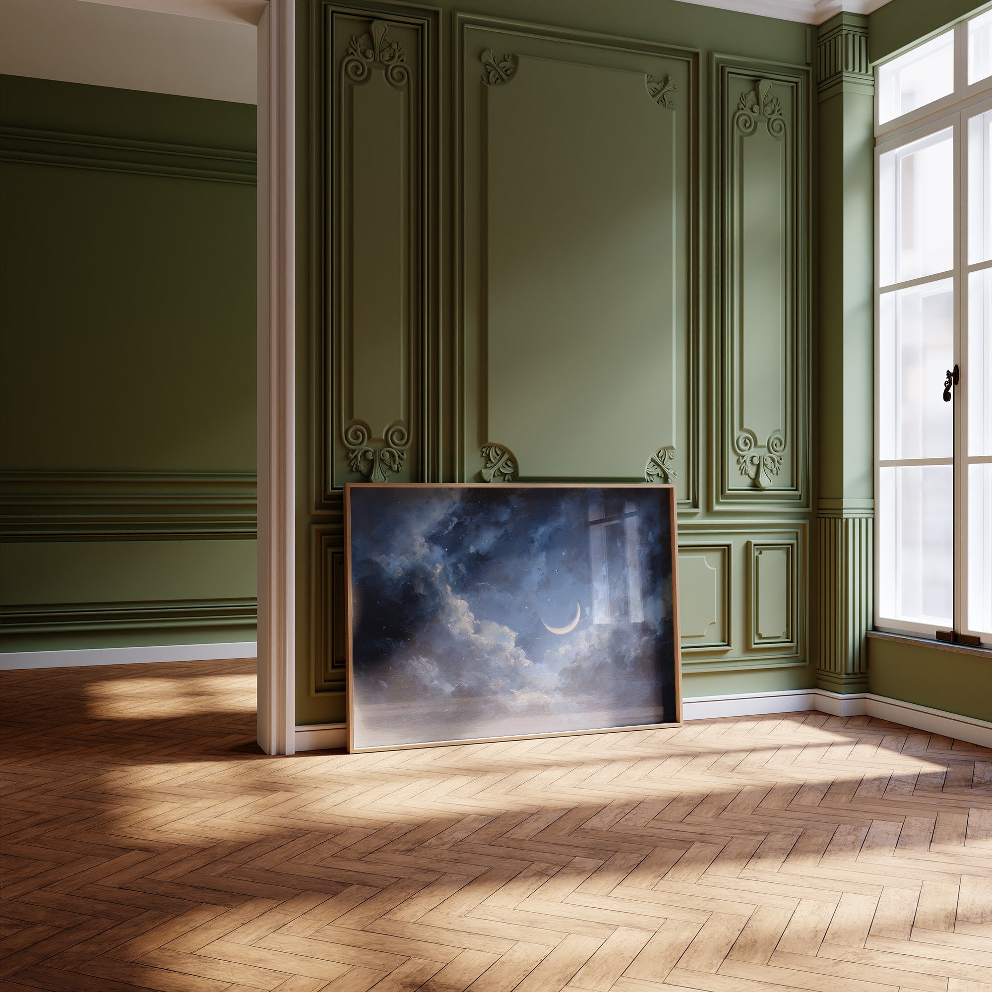 Sliver Moon Among Stormy Clouds