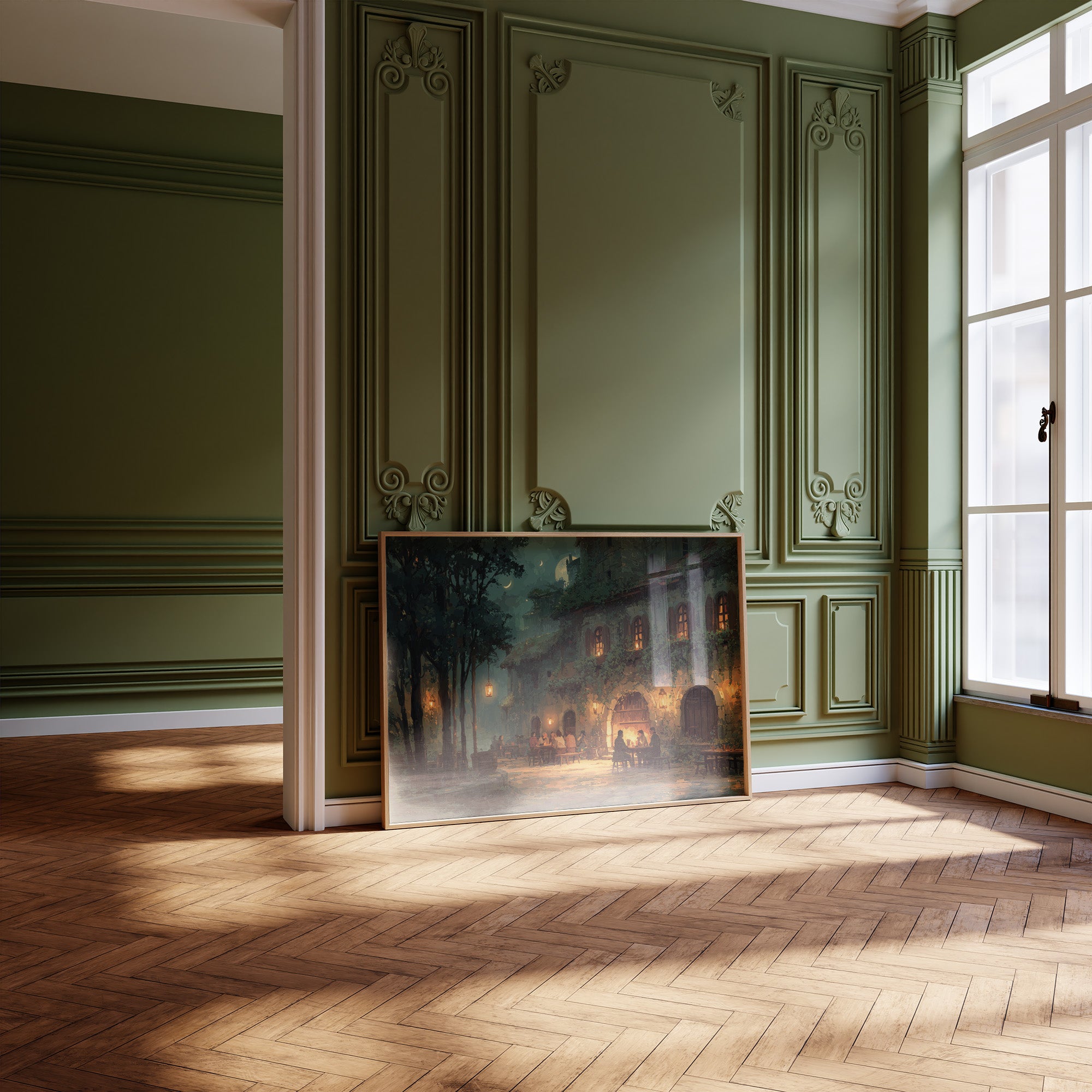 Tuscan Evening Under Crescent Light