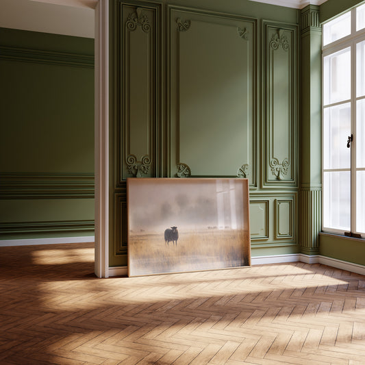 Lone Sheep Among Golden Fields