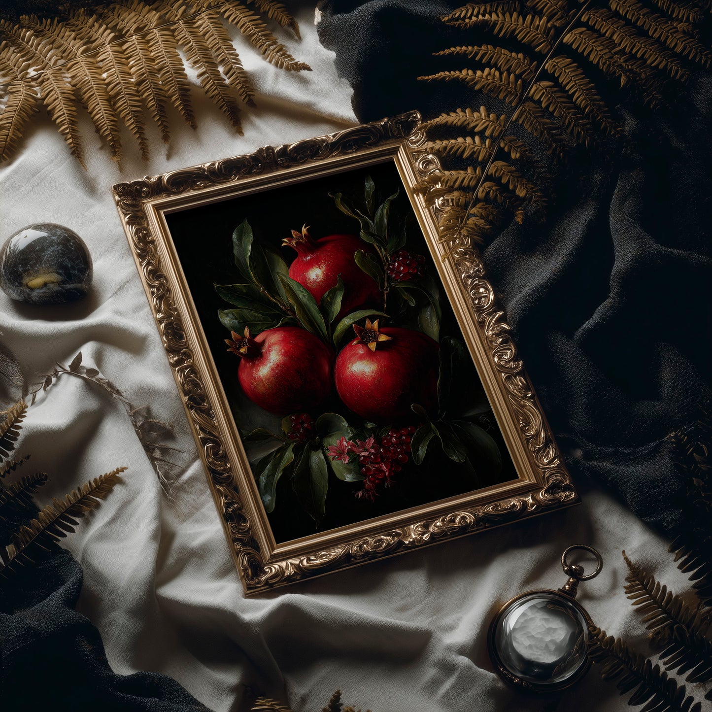 Crimson Jewels Against Midnight Canvas