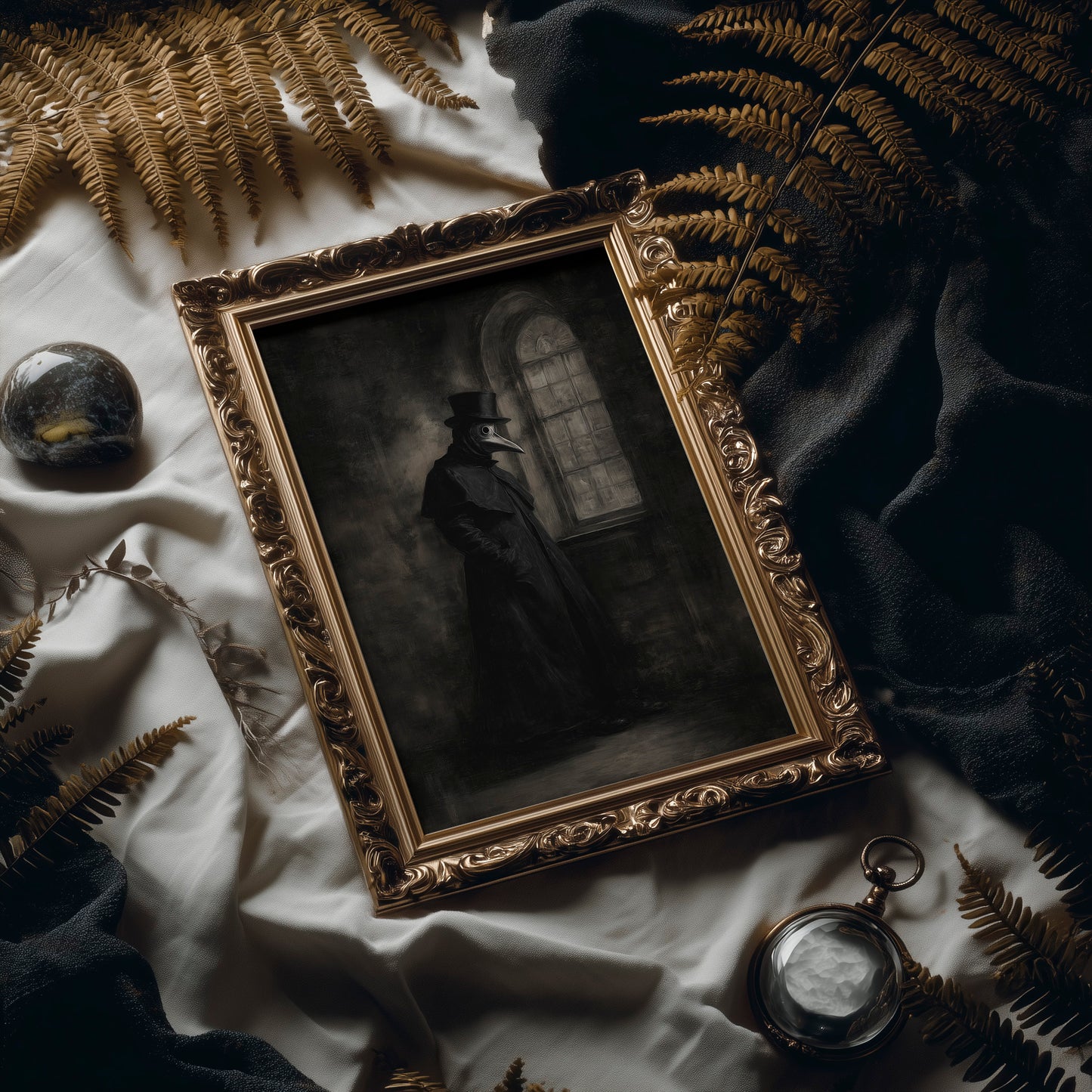 Plague Doctor Awaits Dawn's Call