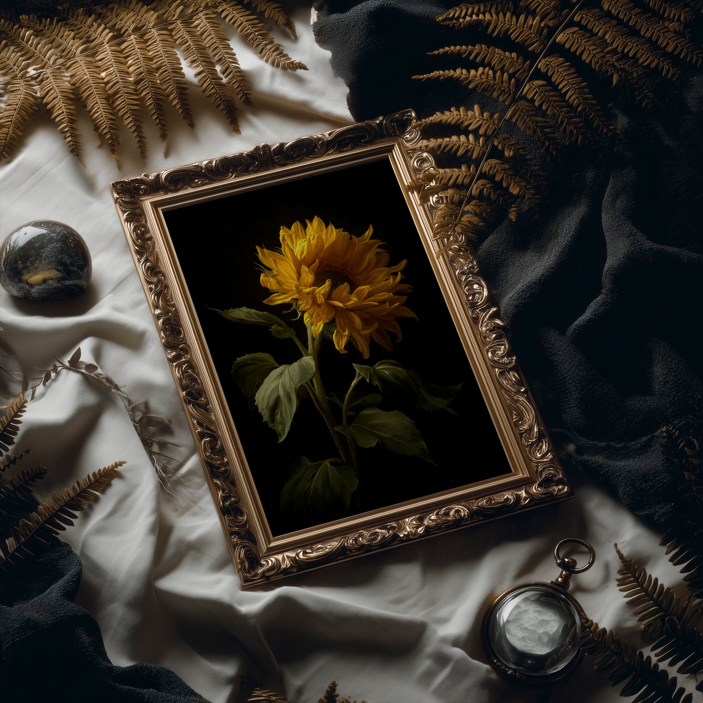 Golden Bloom Against Midnight Walls