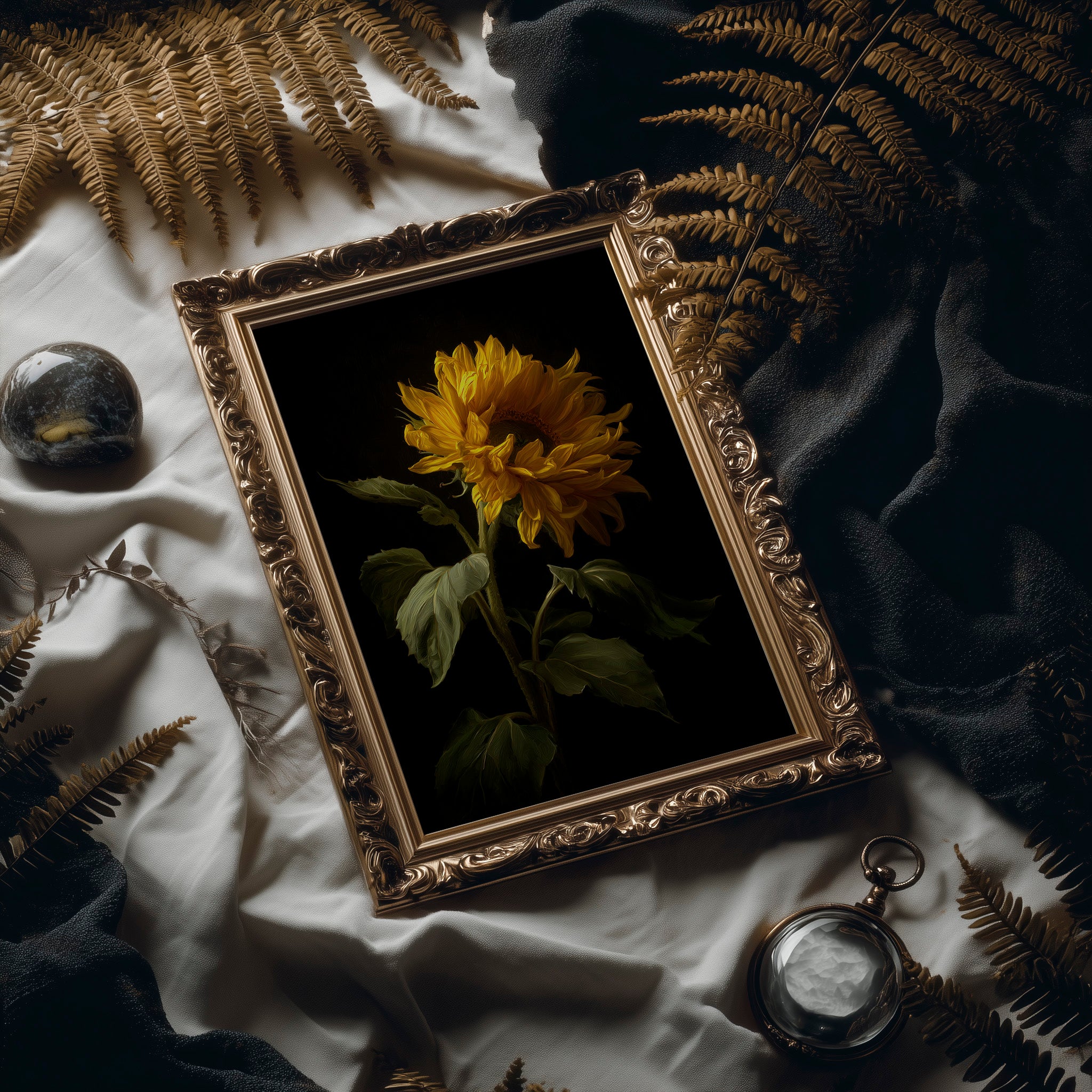 Golden Bloom Against Midnight Walls