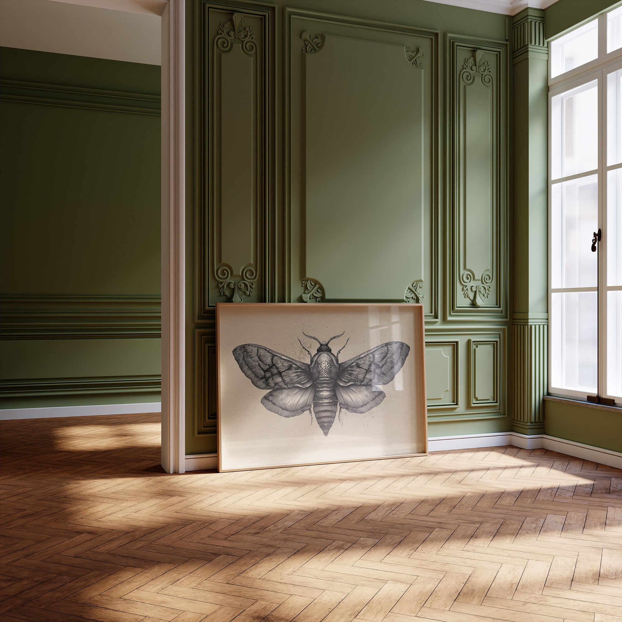 Vintage Moth Among Literary Spines