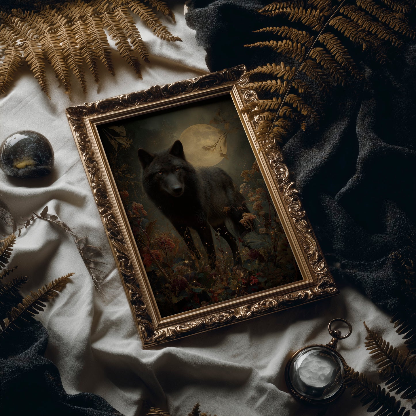 Midnight Hunter Under Autumn Moon