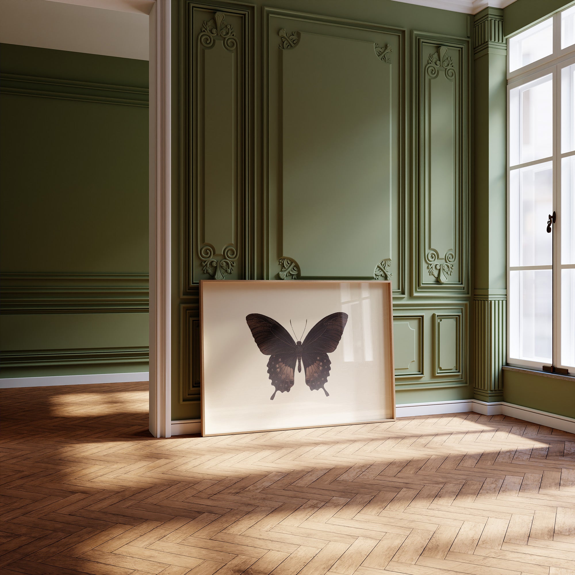 Dark Wings Against Ivory Canvas