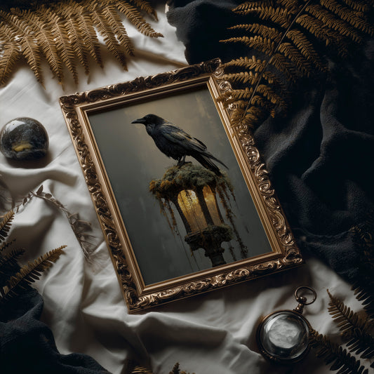 Raven Perches On Ancient Light