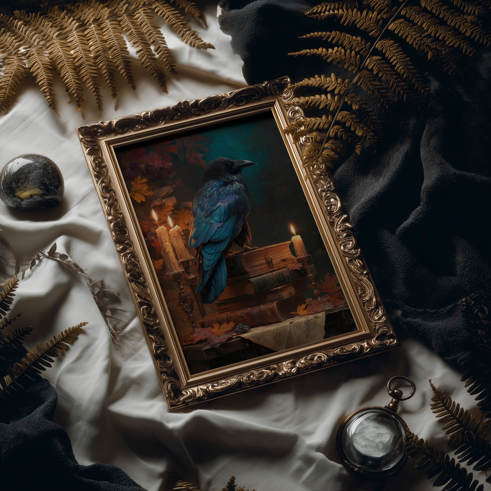 Raven Perches Among Ancient Stories