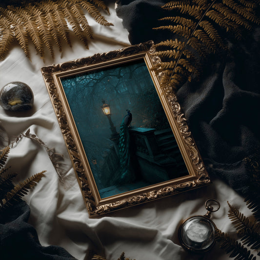 Midnight Peacock Guards Ancient Path