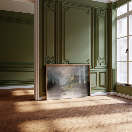 Castle Waters Under Stormy Skies