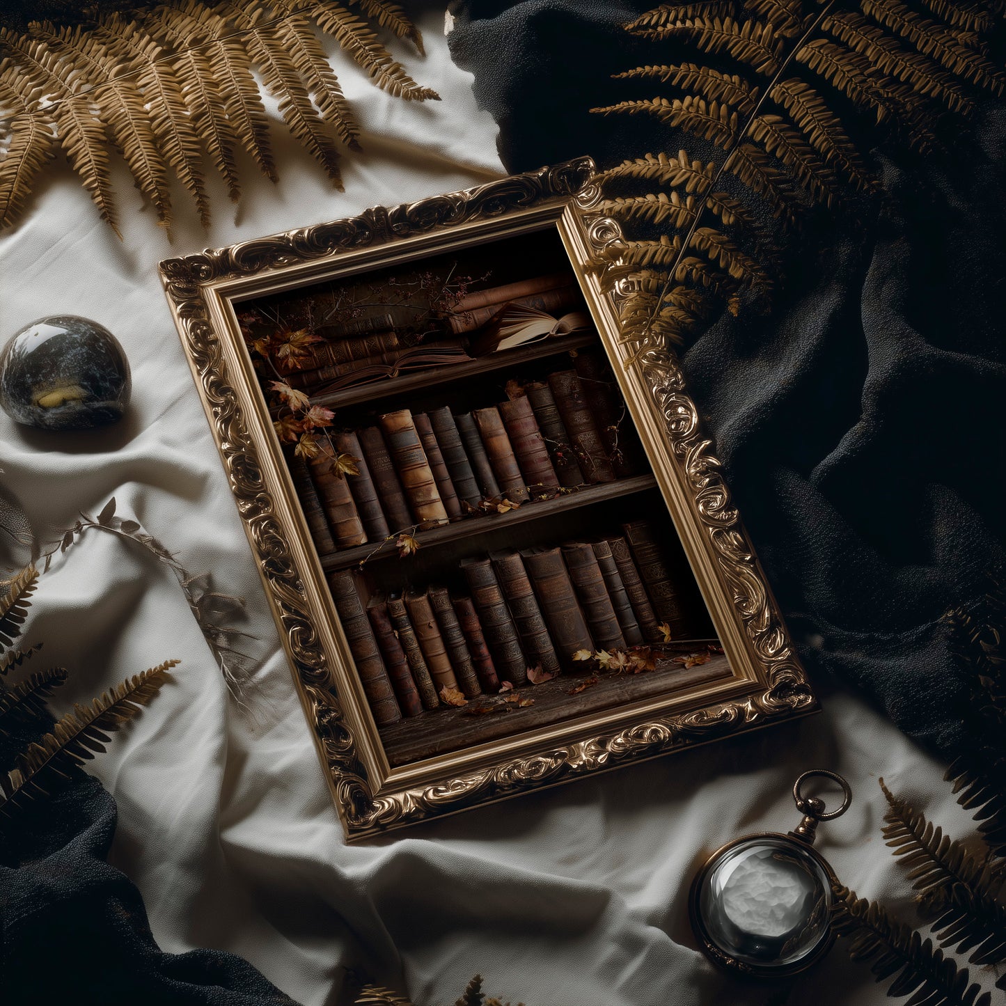 Autumn Leaves Between Ancient Pages