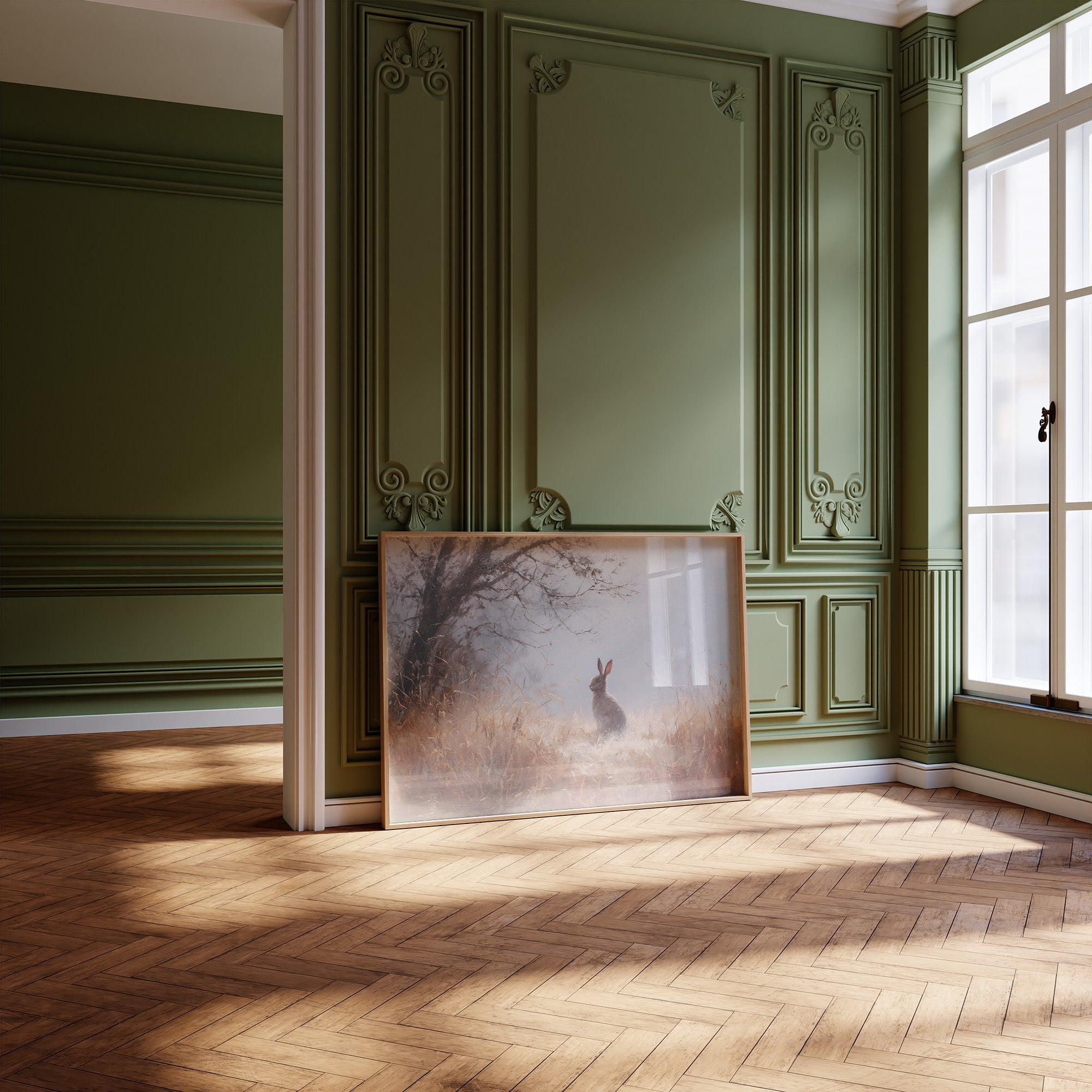 Rabbit Waits In Autumn Mist