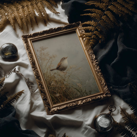 Wren Perches Among Autumn Reeds