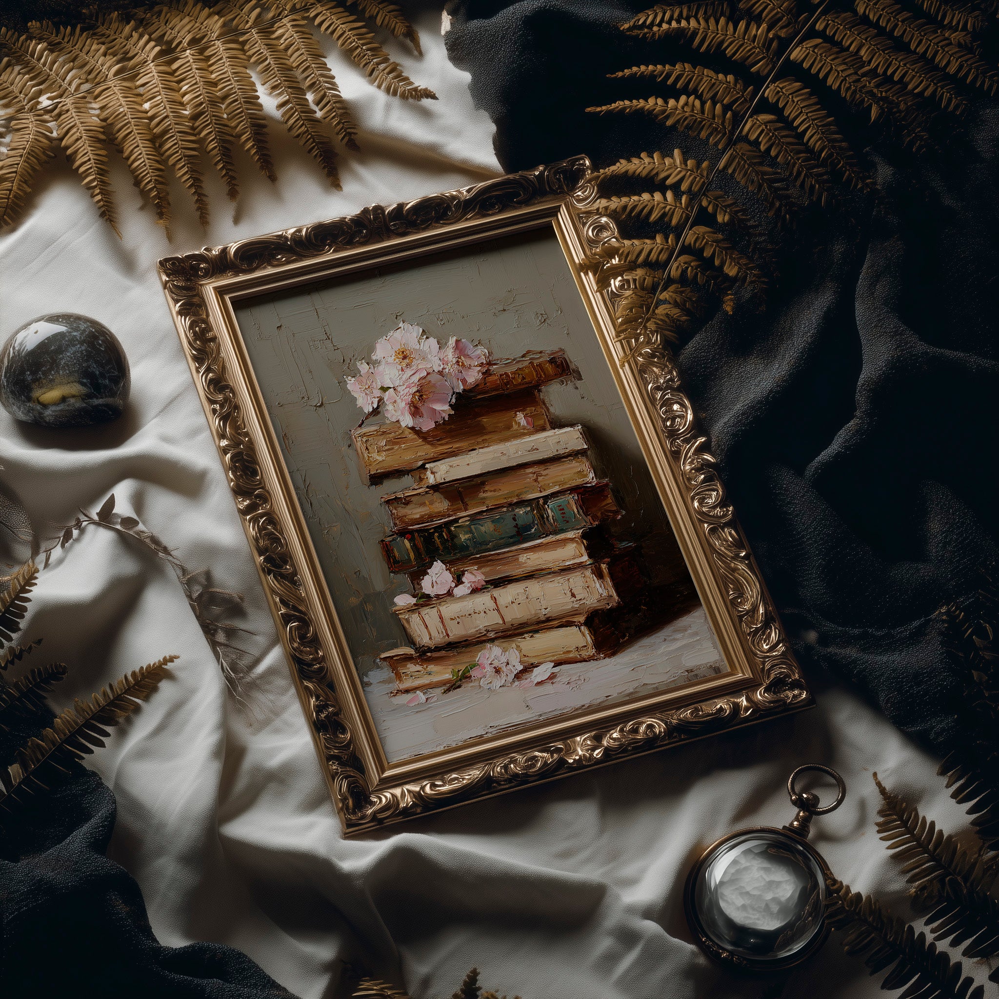 Blossoms Rest On Ancient Pages