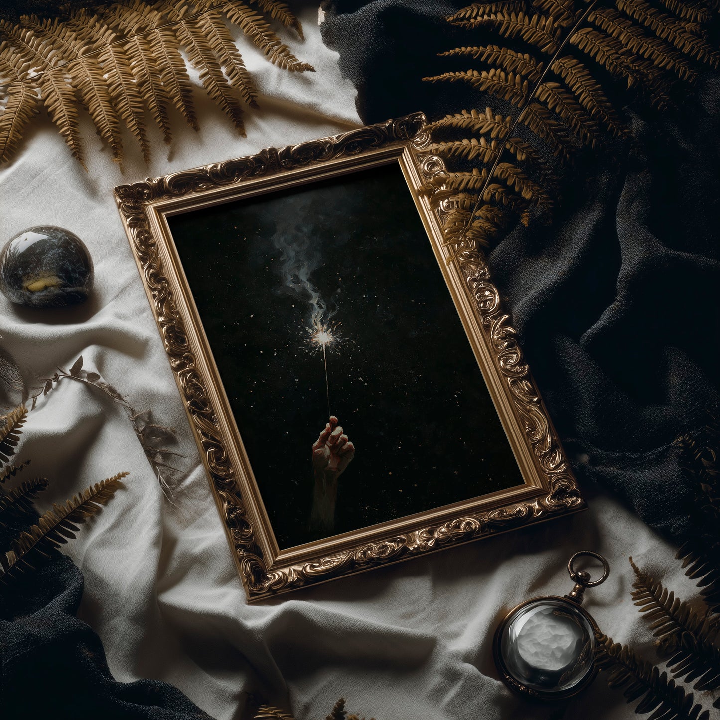 Midnight Spark Between Fingers