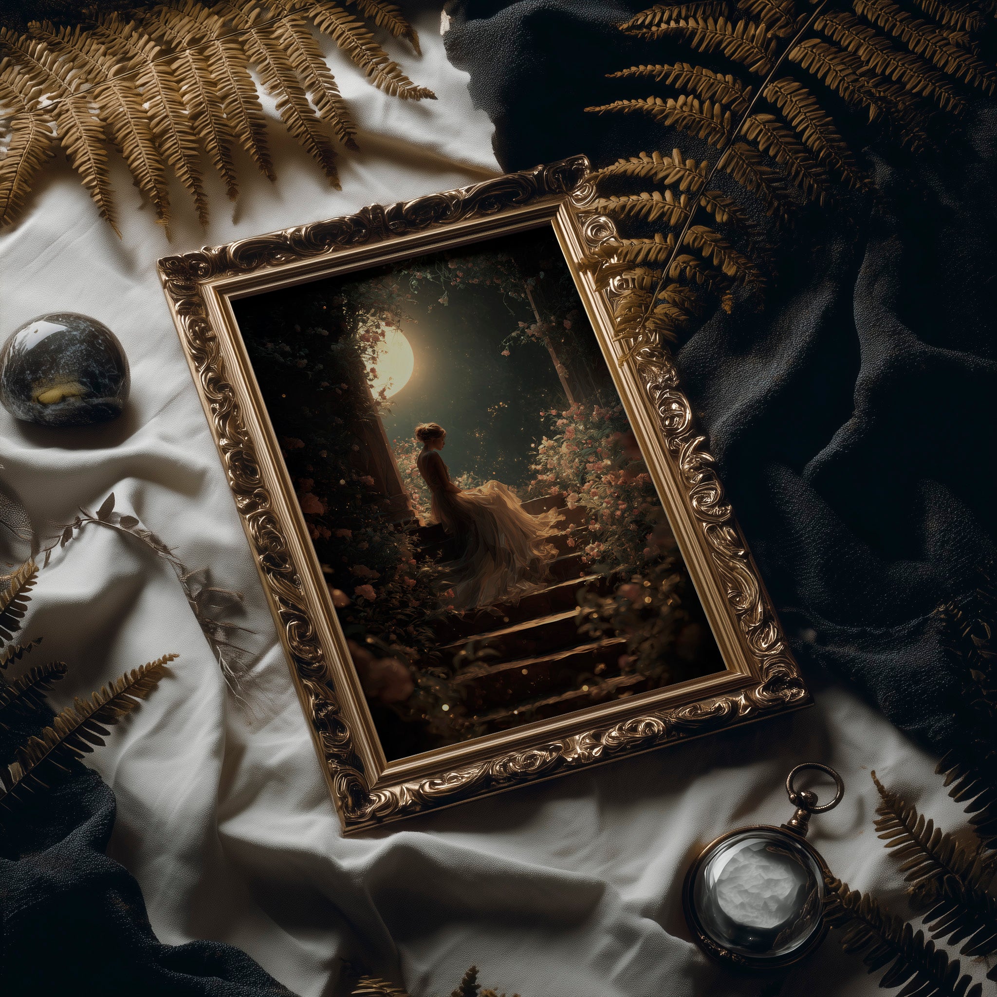 Moonlit Garden Beckons Solitude